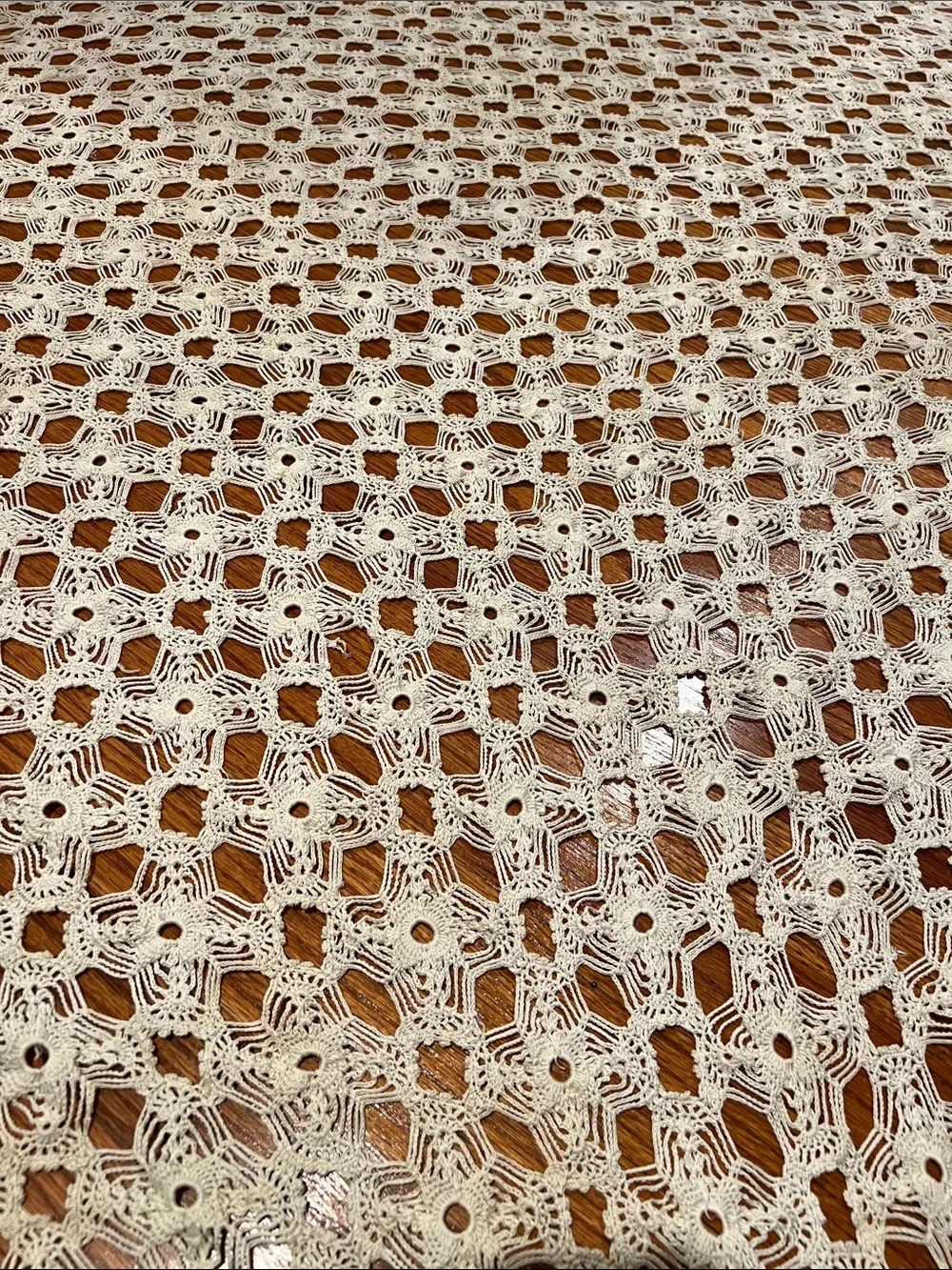 Handmade Crochet Bed Throw Blanket/tablecloth in Cream